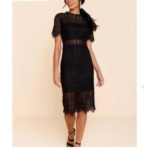 Francesca's black MALORIE LACE MIDI DRESS  size medium